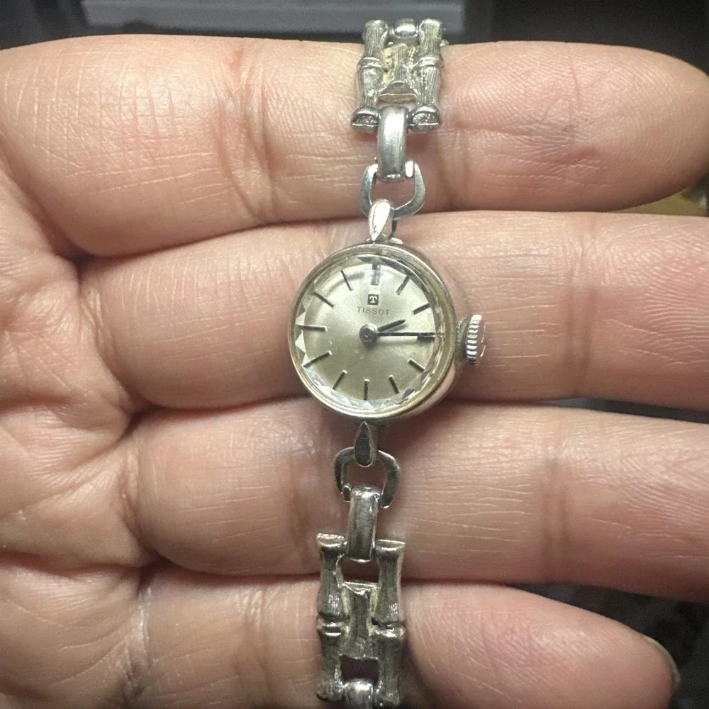 Working VTG Tissot Ladies 10K RGB Silver watch 16mm Manual Wind Fit 6in Rare Run